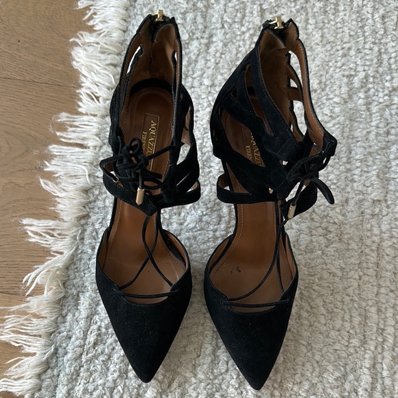 Aquazzura Black Suede Lace up Pumps main image 1